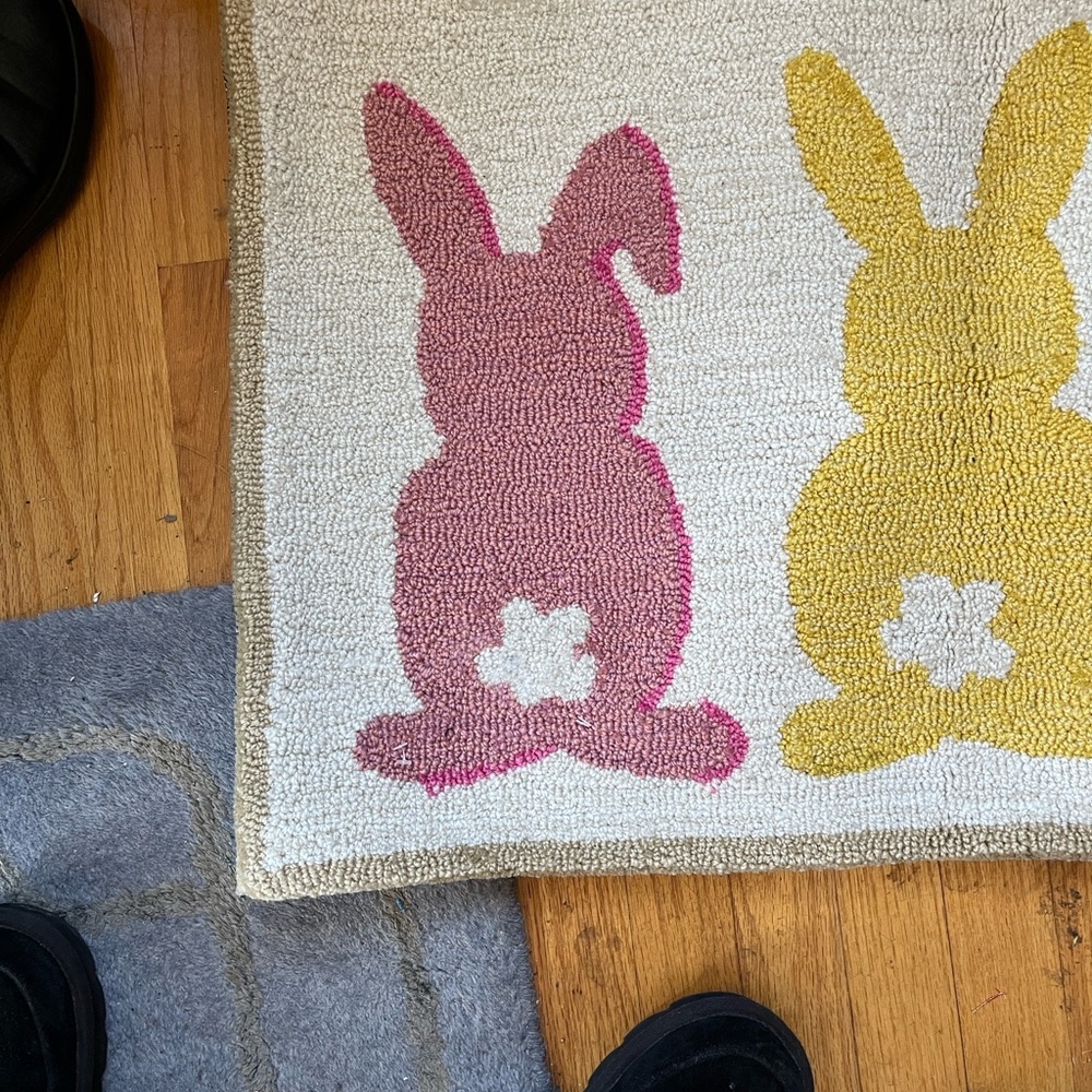 Easter Bunny Rug Runner - Pink, Yellow & Blue Bunny Design - Picture 6 of 15